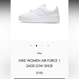NIKE WOMEN AIR FORCE 1 SAGE LOW SHOE